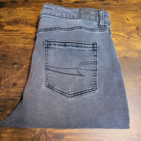 American Eagle Jeans 12 S Mom High Rise Stretch Denim Charcoal Wash - Picture 3 of 11